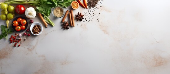 Poster - Photo of a colorful assortment of fresh vegetables on a table with copy space