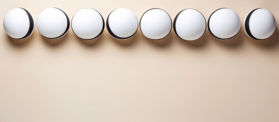 Poster - Photo of a row of white eggs on a counter, with plenty of space for your own message or design with copy space