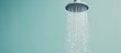 Photo of a refreshing shower with water flowing from the shower head with copy space