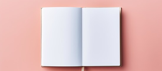 Aufkleber - Photo of an open notebook on a pink background with plenty of space to write or draw with copy space