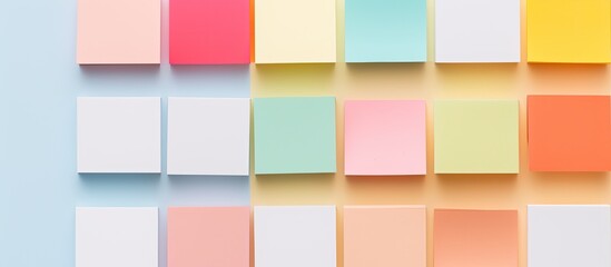Aufkleber - Photo of pastel colored papers arranged in neat rows, perfect for adding your own text or design with copy space