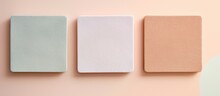 Photo Of Three Pastel Colors On A Pink Wall With Copy Space With Copy Space