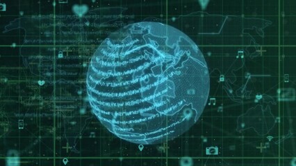 Poster - Animation of data processing over globe and connections