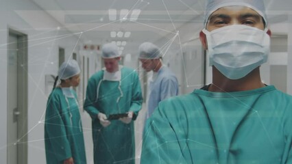 Wall Mural - Animation of data processing over diverse surgeons