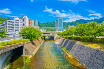 Wall Mural - 市街地にある川