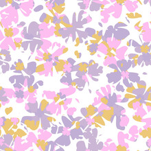 Delicate Light Pastel Floral Seamless Pattern With Abstract Mosaic Layered Flowers