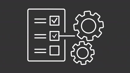 Poster - Product development animation set. Business idea animated white line icons. New technology. Continuous improvement. Isolated illustrations on dark background. Transition alpha. HD video. Icon pack