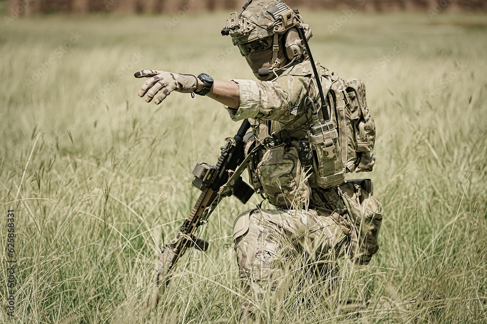United States Army ranger during the military operation. Professional ...