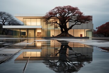 Wall Mural - modern house with pool and beautiful landscaping