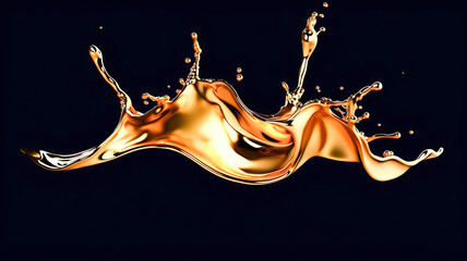 Elegant luxury splash of brown orange liquid 3d illustration 3d