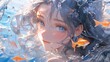 Water Girl Portrait Anime Cartoon Magic Fantasy.