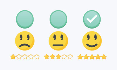 User give rating to service experience on online application for Customer review satisfaction feedback survey concept.on white background.Vector Design Illustration.