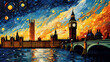 A Starry night in London by the big ben