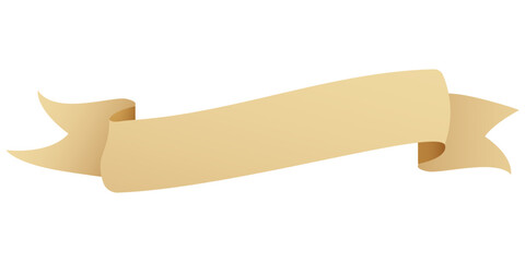 Wall Mural - parchment paper scroll ribbon, old vintage banner game ui element in cartoon style isolated on white