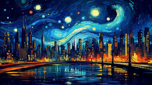 Starry Night In The City Background