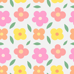 Wall Mural - cute pastel flowers flat seamless pattern. floral wallpaper design.