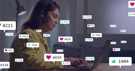 Poster - Animation of social media icons over business building