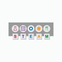 STEAM - Science, Technology, Engineering, Art and Mathematics Vector Color Icon For Education Application and Websites.