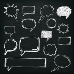 Wall Mural - blackboard white speech bubbles set