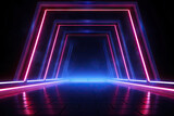 Fototapeta Do przedpokoju - Abstract Speed light trails effect path, fast moving neon futuristic technology background, future virtual reality, motion effect, curve of neon bright, highway speed light, with Generative Ai.