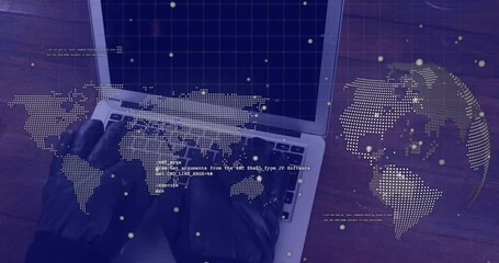 Poster - Animation of diverse data and security padlock over cityscape