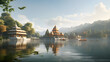 © Vector Market - Indian temple on wide river trace