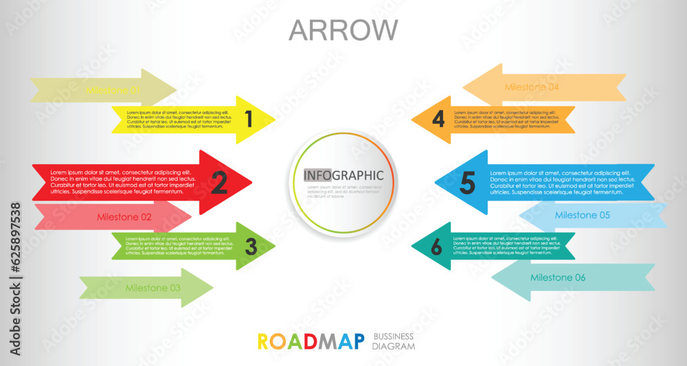 infographic template arrow business marketing project schedule 6 step ...