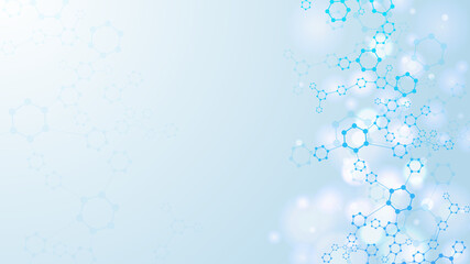 Poster - Modern health care abstract background with lines, dots and hexagons. Medical innovation banner template concept. Wave flow. illustration.