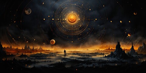 Wall Mural - ai generated. ai generative. galaxy space universe solar system background abstract planets landscap