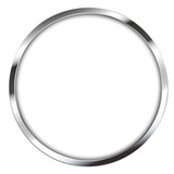 Fototapeta Las - Realistic round metal frame with reflections, shadow and cover glass. Chrome or silver material - png
