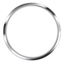 Realistic Round Metal Frame With Reflections, Shadow And Cover Glass. Chrome Or Silver Material - Png