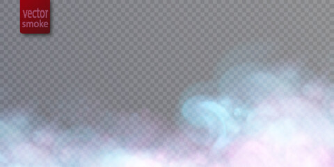 Poster - Translucent nebula vector background. Colorful smoke smog on a transparent background. Vector