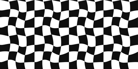Fototapete - Checkered and black and white racing flag. Stylish racing flag that is used as a seamless pattern. Racing flag as wallpaper or background, can be used for print.