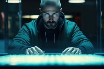 Poster - man sitting with laptop