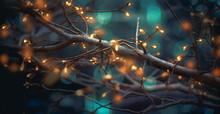Vibrant Branch With Yellow Berries On Blurry Background, Generative AI