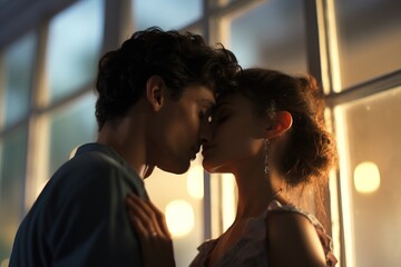 Poster - romantic couple kissing