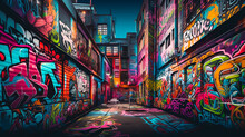Spectacular Graffitis, Graffiti Walls, City With Graffitis - Background, Backdrop