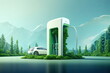 Ev charging station, green energy power, ev car