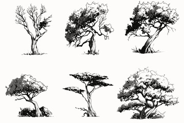 collection of trees vector