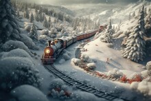 Winter Christmas Landscape , Houses, City,