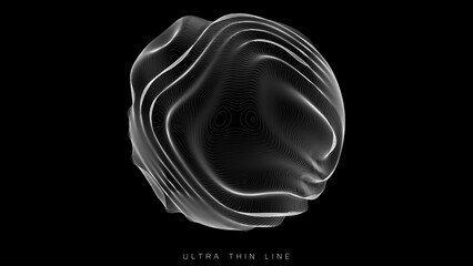 Aufkleber - ultra thin line fluid geometry. dynamic vector distorted spheres.