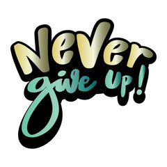 Wall Mural - Never give up! hand lettering. Poster quote.