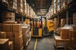 Forklift Operator Transporting Stacks Of Package, Generative AI