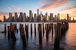 Je ne sais quoi - Lower Manhattan Skyline in panoramic view seen from Newport Pier in New Jersey: Generative AI
