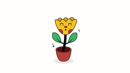 Poster - houseplant kawaii style character animation