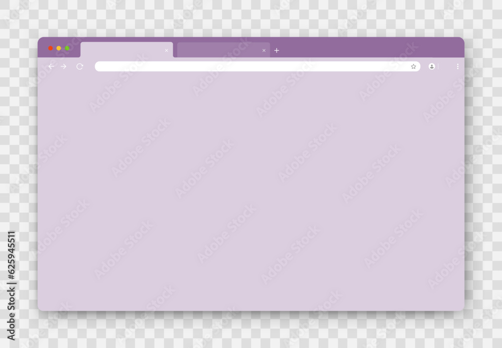 An empty browser window on a transparent background. Website layout ...