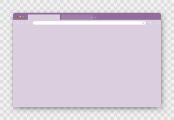 Poster - An empty browser window on a transparent background. Website layout with search bar, toolbar and buttons. Vector EPS 10.