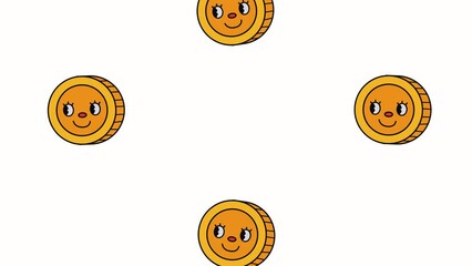 Poster - coins kawaii style characters pattern animation