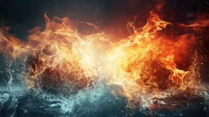 Poster - Background with flames and water created with Generative AI