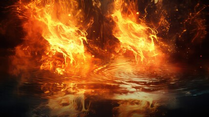 Poster - Background with flames and water created with Generative AI